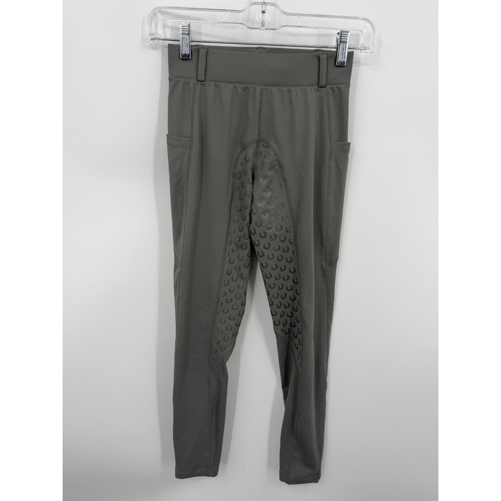 FitsT4 Sports Full Seat Riding Tights Women XS‎ Gray Horseshoe Grip Pockets